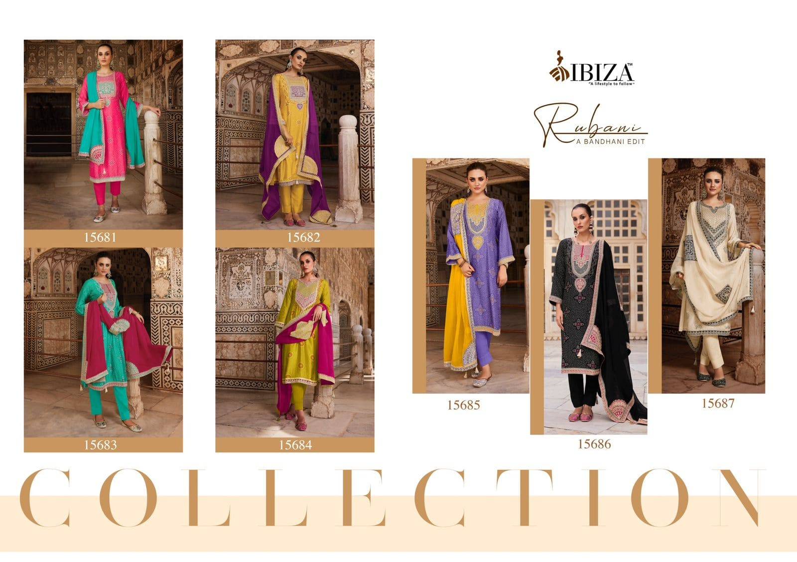 RUBANI A BANDHANI by Ibiza 15681 To 15687 Series Designer Festive Suits Beautiful Fancy Stylish Colorful Party Wear & Occasional Wear Digital print Dresses At Wholesale Price